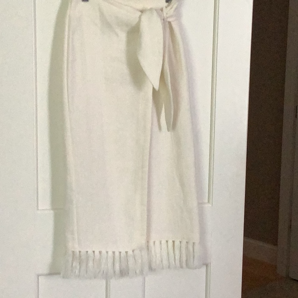 Mango Ivory Maxi Skirt with Tassel Hem